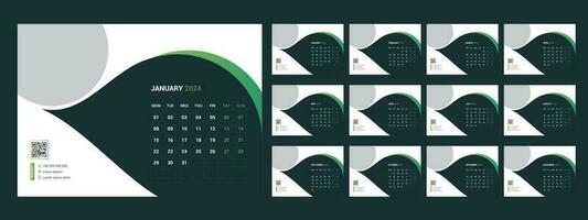 calendario, 2024, scrivania, modello, design vettore