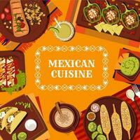 messicano cibo piatti e bevande menù copertina vettore