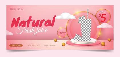 banner di social media con visualizzazione del prodotto 3d podio rosa e bianco vettore