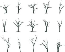 spoglio albero sagome, albero silhouette, morto albero silhouette, albero vettore illustrazione