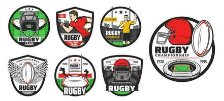 Rugby sport vettore icone. americano calcio segni