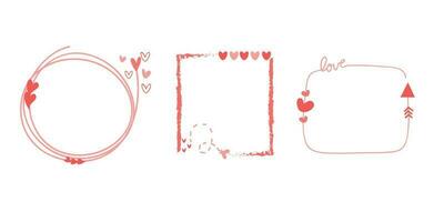 mano disegnato amore telaio decorazione per San Valentino giorno design. scarabocchio stile. Citazione, virgole, Messaggio, vuoto, modello. modificabile vettore. vettore