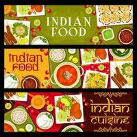 indiano cibo ristorante pasti vettore banner