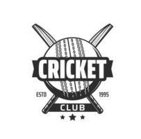 cricket sport club icona con cricket palla e pipistrelli vettore