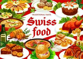 svizzero cucina ristorante menù con piatti vettore