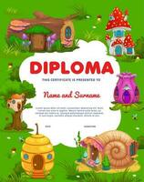 bambini diploma con cartone animato Fata Casa e dimora vettore