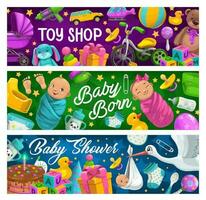 bambini prodotti e giocattoli negozio vettore banner
