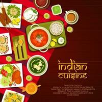 indiano cibo ristorante pasti menù copertina vettore