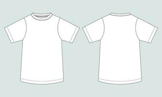 corto manica t camicia tecnico disegno moda piatto schizzo vettore illustrazione modello per Da donna davanti e indietro visualizzazioni