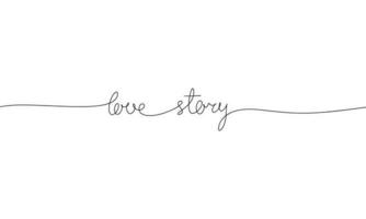 amore storia - parola con continuo uno linea. minimalista disegno di frase illustrazione. amore storia - continuo uno linea illustrazione. vettore