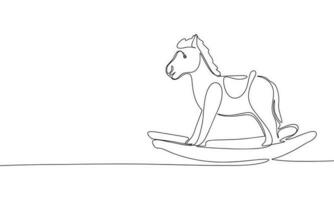 a dondolo cavallo. uno linea continuo bambino giocattolo. linea arte giocattolo cavallo. schema vettore illustrazione.