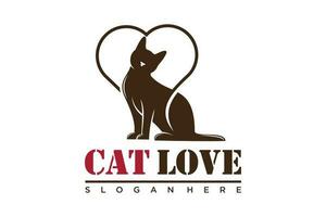 gatto amore logo.cat logotipo. animale domestico negozio logo concetto. animale domestico cura logo concetto. animale domestico vettore illustrazione