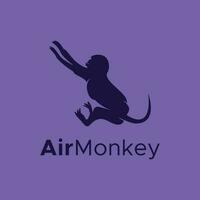 aria scimmia logo design. scimmia salto nel il aria . vettore