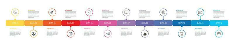 12 dati infografica linguetta indice sequenza temporale modello. vettore illustrazione astratto sfondo.