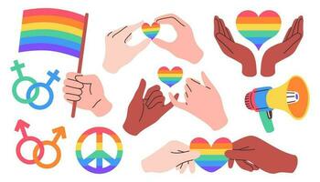 simbolo di il lgbt Comunità. impostato di lgbt orgoglio o arcobaleno elementi nel vario forme design. umano diritti e Genere equità simbolo. lgbt bandiera o arcobaleno bandiera. vettore illustrazione.