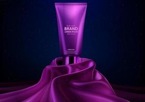 display crema corpo realistico di lusso cosmetico viola vettore