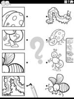 incontro cartone animato insetti animali e ritagli gioco colorazione pagina vettore