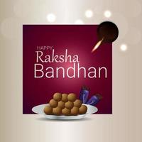 biglietto di auguri celebrazione felice raksha bandhan con rakhi vettoriale di cristallo