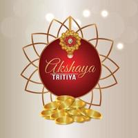 akshaya tritiya festival indiano con moneta d'oro vettore