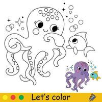 bambini colorazione carino contento polpo vettore illustrazione