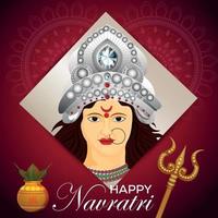 illustrazione vettoriale di felice navratri celebrazione biglietto di auguri con la dea durga illustrazione del viso