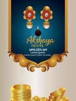 sfondo di promozione di vendita di invito festival indiano con pentola di monete d & # 39; oro e orecchini d & # 39; oro vettore