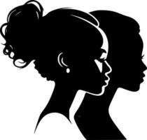 nero donne - nero e bianca isolato icona - vettore illustrazione
