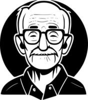 anziano - nero e bianca isolato icona - vettore illustrazione
