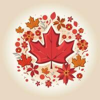 Canada giorno acero foglia autunno sfondo, fiori, e le foglie. vettore illustrazione.