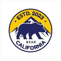 Vintage ▾ California montagna orso distintivo, etichetta, etichetta logo design vettore