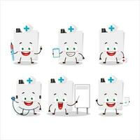 medico professione emoticon con appiccicoso Appunti carta bianca cartone animato personaggio vettore