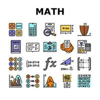 matematica formazione scolastica scuola scienza icone impostato vettore