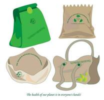 eco Borsa confezione ecologia ,eco pacchetto, moderno piatto vettore concetto illustrazione di un' carta Borsa ecologico stile di vita.