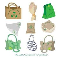 eco Borsa confezione ecologia ,eco pacchetto, moderno piatto vettore concetto illustrazione di un' carta Borsa ecologico stile di vita.