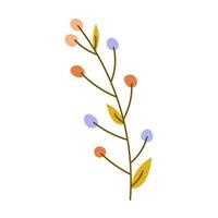 astratto selvaggio fiore, foglia. moderno botanico flover con floreale pianta, primavera fioritura, autunno partire. fioraio design elemento, fiori selvatici, frutti di bosco, fogliame. isolato colorato piatto vettore illustrazione