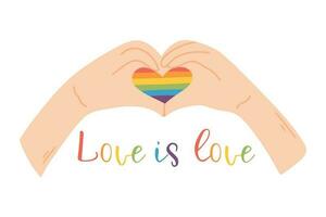 cuore a partire dal mani. piatto stile. vettore illustrazione. disegnato mani con lgbt cuore. orgoglio mese. lgbt concetto.