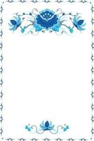 intricato blu florals con floreale confine invito modello vettore