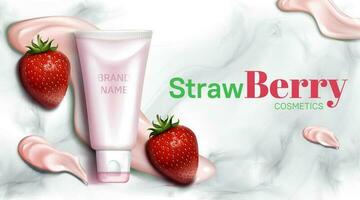 fragola cosmetici bottiglia modello bandiera design vettore