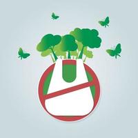 ecologia e risparmio ambientale concetto del mondo senza sacchetti di plastica vettore