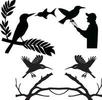 uccelli, albero e uomo vettore silhouette. Questo è un modificabile e stampabile vettore file
