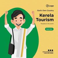 banner design del modello di stile cartoon kerela turismo vettore