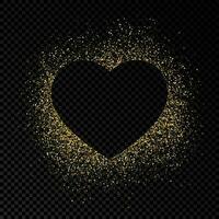 cuore forma telaio con d'oro luccichio su buio vettore