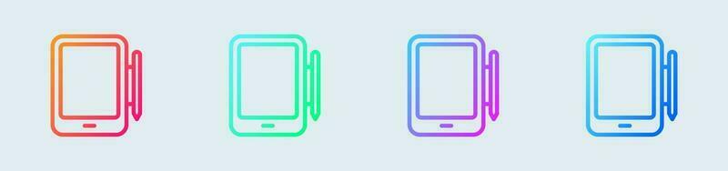 tavoletta linea icona nel pendenza colori. dispositivo segni vettore illustrazione.