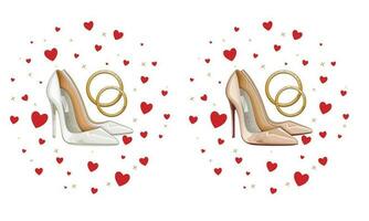 nozze scarpe impostare, elegante bridal scarpe, nozze invito elementi vettore