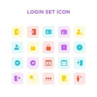 login set icon pixel perfetto vettore