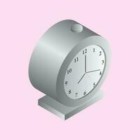 3d illustrazione di grigio allarme orologio su rosa sfondo. vettore