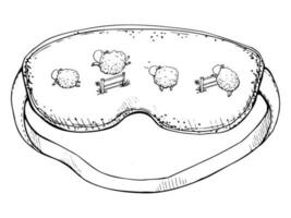 inchiostro mano disegnato vettore grafico schizzo di isolato oggetto. viaggio accessorio per turista, addormentato maschera con salto pecore. design per turismo, viaggiare, opuscolo, opuscolo, guida, Stampa, carta, tatuaggio.