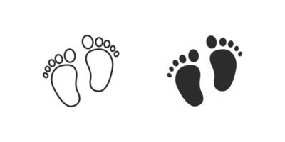 stile piano icona di piedi del bambino isolato su priorità bassa bianca vettore