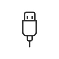 stile piatto icona USB isolato su priorità bassa bianca vettore