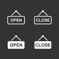 aprire e chiudere stile piatto icona banner isolato su priorità bassa bianca vettore